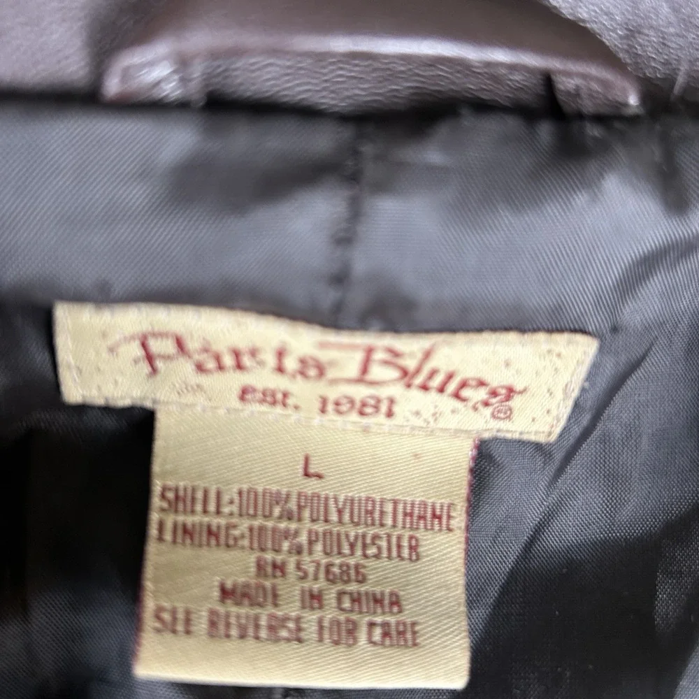 Paris Blues Vintage Faux Leather Jacket Womens Medium Brown Belted Pockets Retro